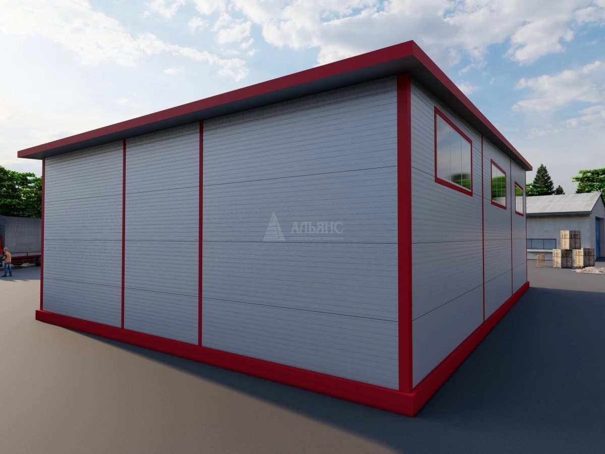 3D визуализация Проект гаража с двумя боксами из сэндвич-панелей - фото 2