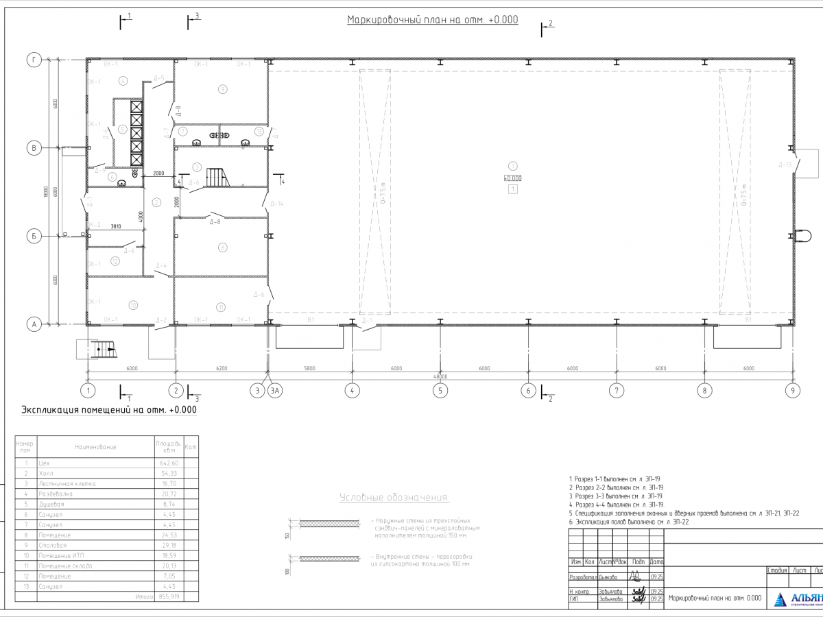 Планировка Производственное здание из сэндвич-панелей  -  фото 5