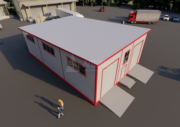 3D визуализация Проект гаража с двумя боксами из сэндвич-панелей - фото 5